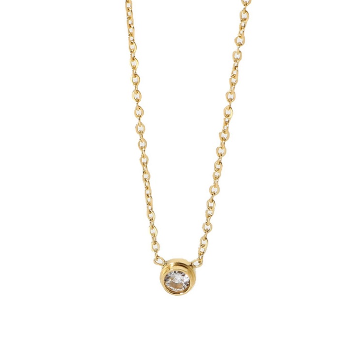 Delicate Round Solitaire Necklace